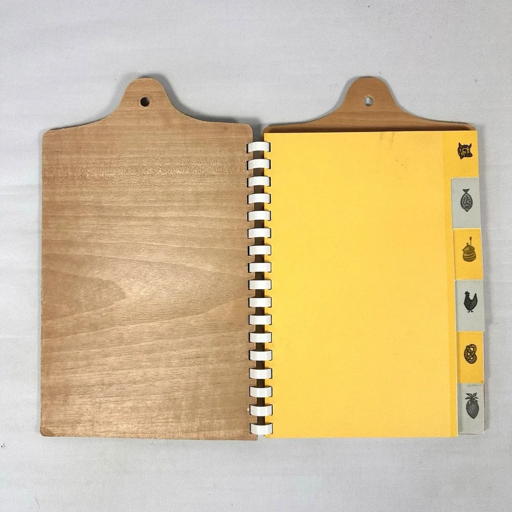 Wood Recipe Organizer Spiral Bound Recipe‎ Book w Tabs Fruit Cover 10x6.5